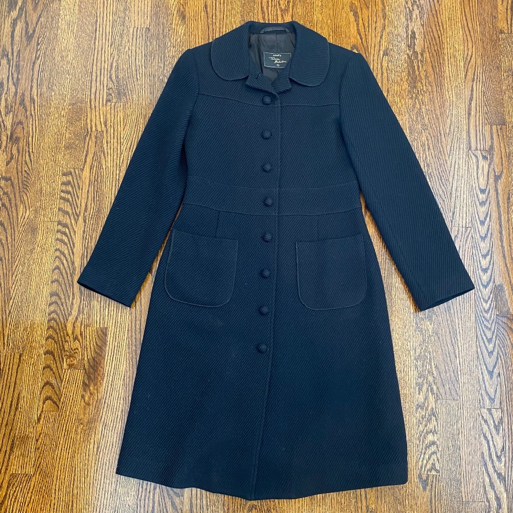 Classic Black Women's Pea Coat - Timeless Button-Front Coat